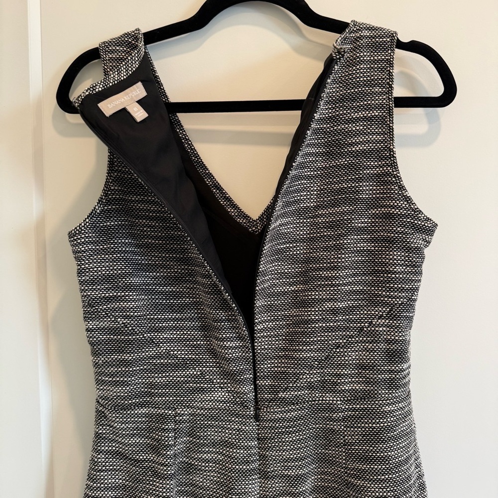 Banana Republic Woven Sleeveless Tweed Sheath Dress Gray - Picture 9 of 11
